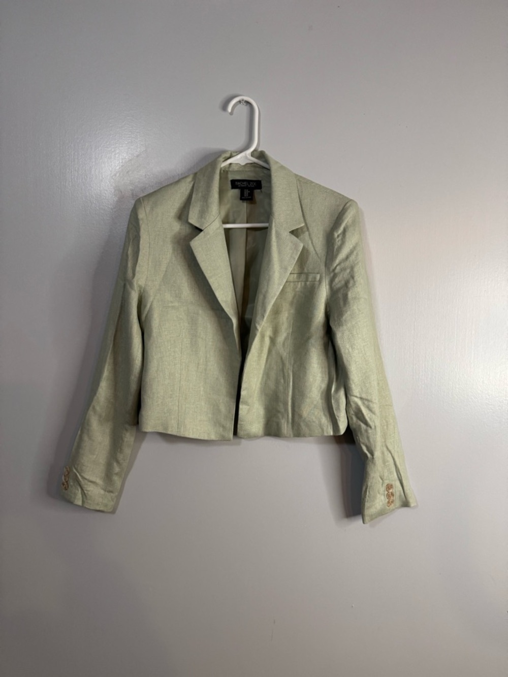 Rachel Zoe Light Green Cropped Blazer Size Medium
